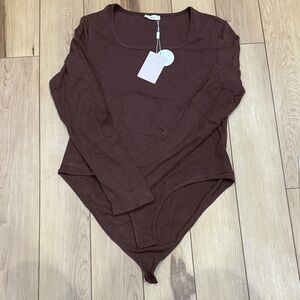 Jacwera Chocolate Brown Long Sleeve Ribbed Bodysuit